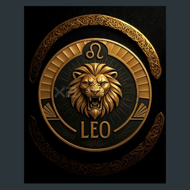 Leo-Zodiac-Signs-Gold-Celtic Metal Wall Art and Desktop Mouse Pad by X2Metal