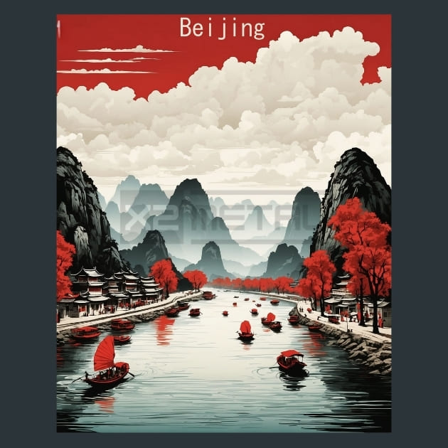 Li River Guilin Beijing China Metal Wall Art and Desktop Mouse Pad by X2Metal