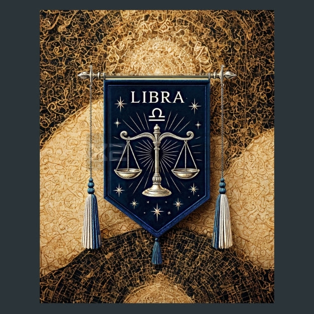 Libra-Zodiac-Banners Metal Wall Art and Desktop Mouse Pad by X2Metal