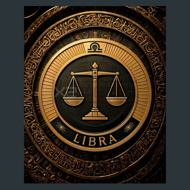 Libra-Zodiac-Signs-Gold-Celtic Metal Wall Art and Desktop Mouse Pad by X2Metal