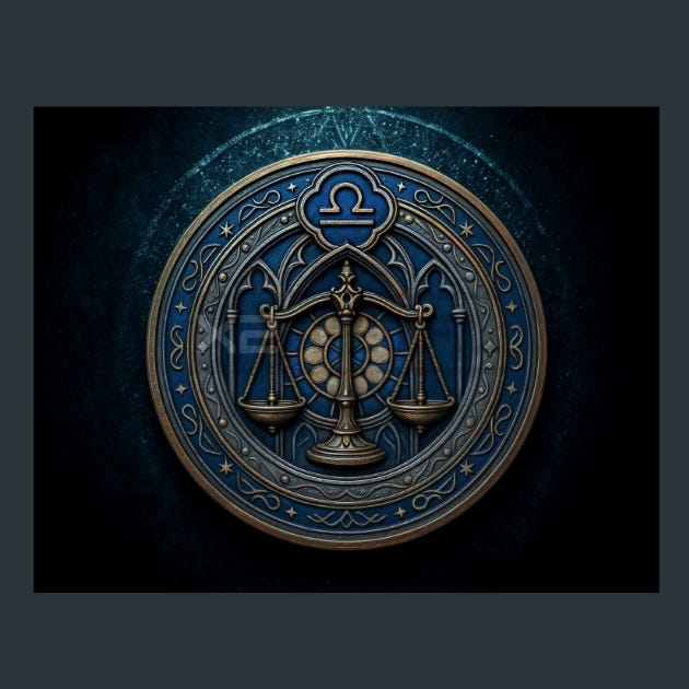 Libra-Zodiac-Signs-Gothic Metal Wall Art and Desktop Mouse Pad by X2Metal