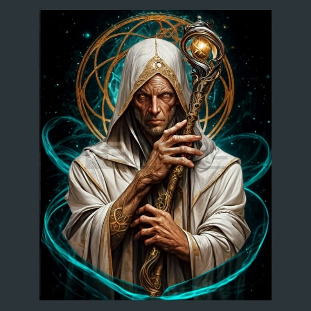 Light Mage Wizard 5 Metal Wall Art and Desktop Mouse Pad by X2Metal