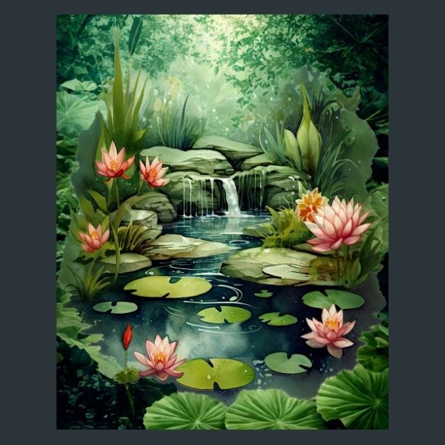 Lily Pond 24 Metal Wall Art and Desktop Mouse Pad by X2Metal