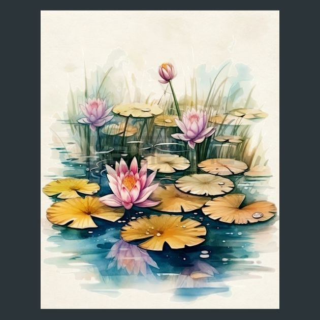 Lily Pond 44 Metal Wall Art and Desktop Mouse Pad by X2Metal