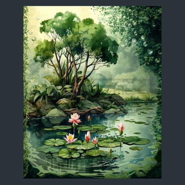 Lily Pond 6 Metal Wall Art and Desktop Mouse Pad by X2Metal