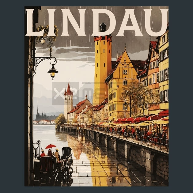 Lindau 2 Germany Metal Wall Art and Desktop Mouse Pad by X2Metal