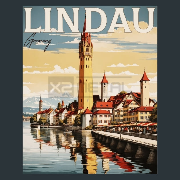 Lindau 3 Germany Metal Wall Art and Desktop Mouse Pad by X2Metal