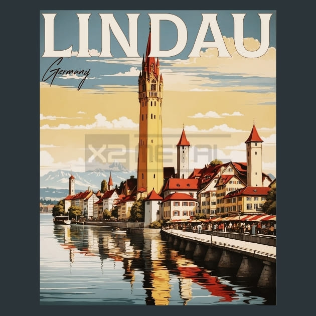 Lindau 3 Germany Metal Wall Art and Desktop Mouse Pad by X2Metal