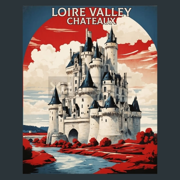 Loire Valley Chateaux France Metal Wall Art and Desktop Mouse Pad by X2Metal