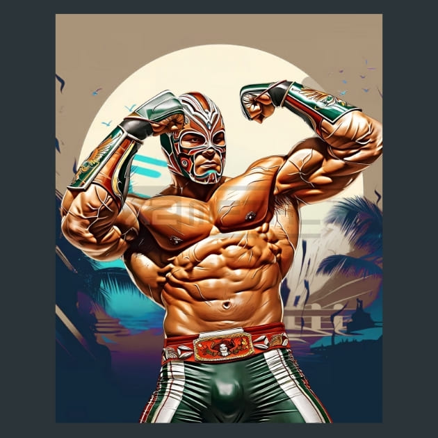 Luchadores Bodybuilding 18 Metal Wall Art and Desktop Mouse Pad by X2Metal