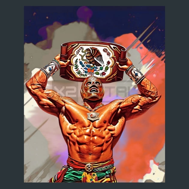 Luchadores Bodybuilding Metal Wall Art and Desktop Mouse Pad by X2Metal