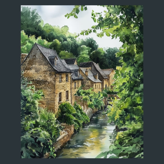 Luxembourg Grund District Riverside Scene Metal Wall Art and Desktop Mouse Pad by X2Metal