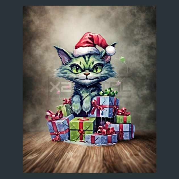Mad Merry Cat 5 Metal Wall Art and Desktop Mouse Pad by X2Metal