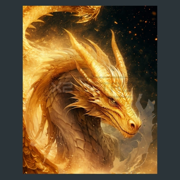 Golden Dragons 10 Metal Wall Art and Desktop Mouse Pad by X2Metal