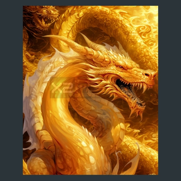 Golden Dragons 18 Metal Wall Art and Desktop Mouse Pad by X2Metal
