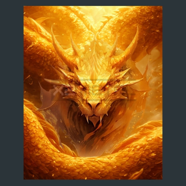 Golden Dragons 19 Metal Wall Art and Desktop Mouse Pad by X2Metal