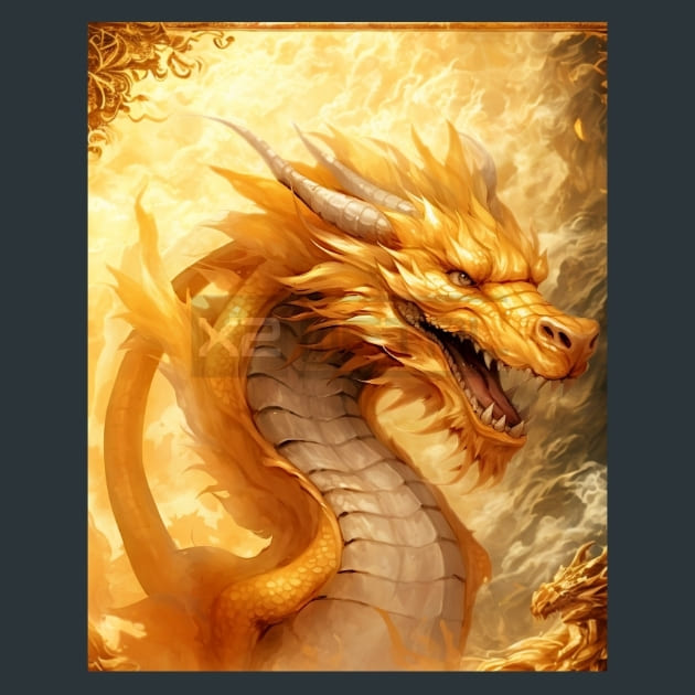 Golden Dragons 1 Metal Wall Art and Desktop Mouse Pad by X2Metal