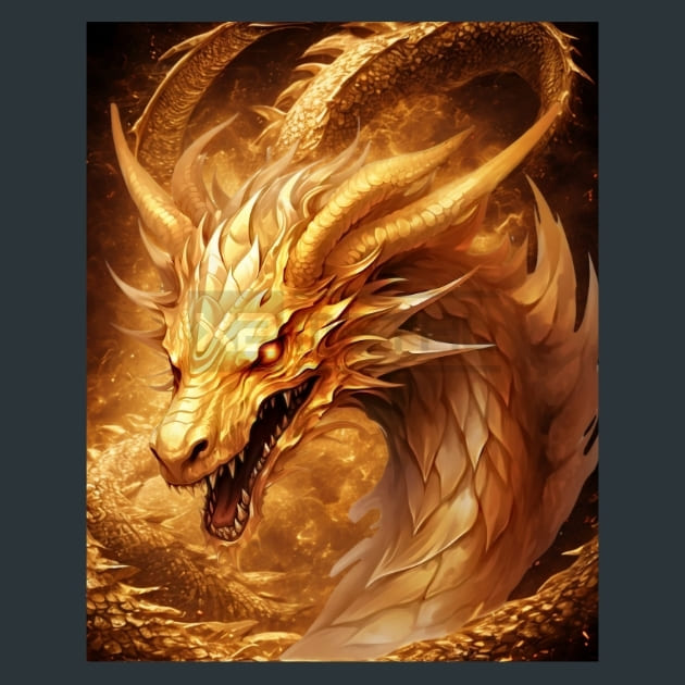 Golden Dragons 21 Metal Wall Art and Desktop Mouse Pad by X2Metal