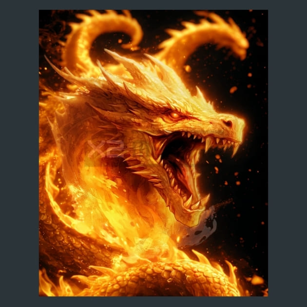 Golden Dragons 23 Metal Wall Art and Desktop Mouse Pad by X2Metal