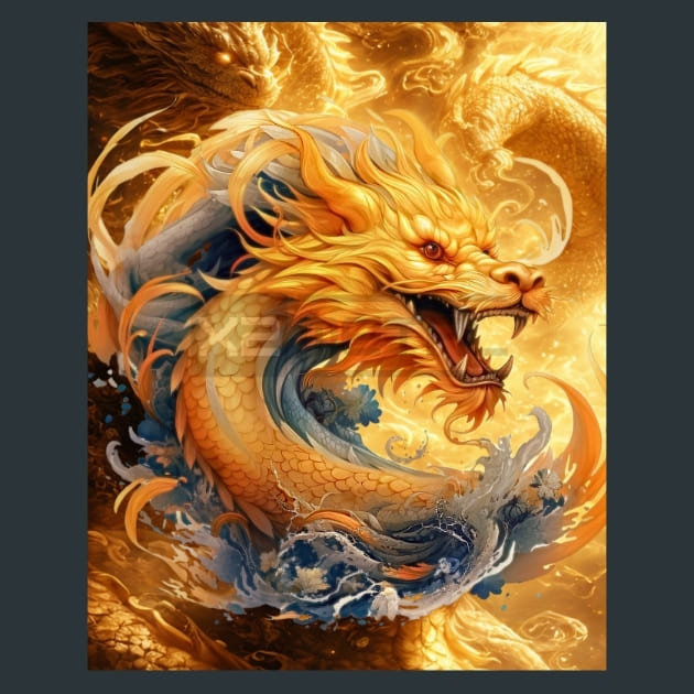 Golden Dragons 4 Metal Wall Art and Desktop Mouse Pad by X2Metal