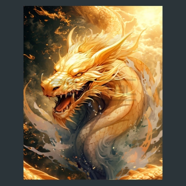 Golden Dragons 7 Metal Wall Art and Desktop Mouse Pad by X2Metal