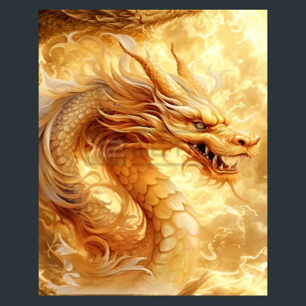 Golden Dragons 9 Metal Wall Art and Desktop Mouse Pad by X2Metal