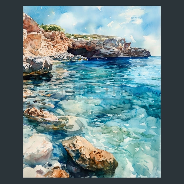 Malta Blue Lagoon Comino Island View Metal Wall Art and Desktop Mouse Pad by X2Metal
