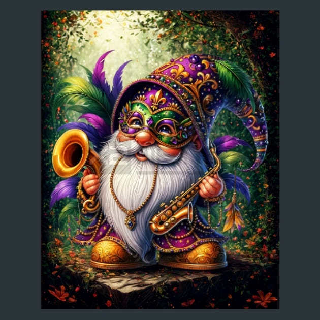 Mardi Gras Gnomes 10 Metal Wall Art and Desktop Mouse Pad by X2Metal