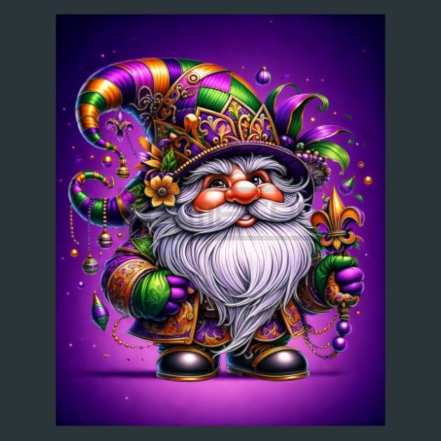 Mardi Gras Gnomes 11 Metal Wall Art and Desktop Mouse Pad by X2Metal
