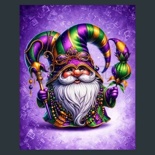 Mardi Gras Gnomes 12 Metal Wall Art and Desktop Mouse Pad by X2Metal