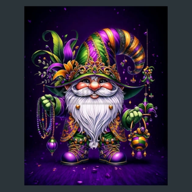 Mardi Gras Gnomes 13 Metal Wall Art and Desktop Mouse Pad by X2Metal