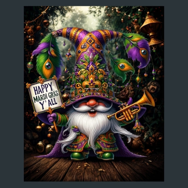 Mardi Gras Gnomes 2 Metal Wall Art and Desktop Mouse Pad by X2Metal