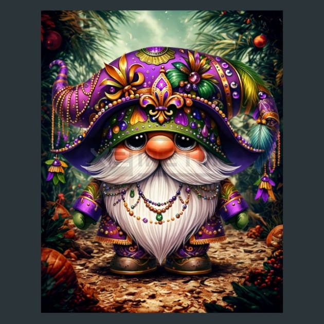 Mardi Gras Gnomes 3 Metal Wall Art and Desktop Mouse Pad by X2Metal