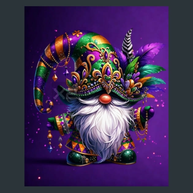 Mardi Gras Gnomes 4 Metal Wall Art and Desktop Mouse Pad by X2Metal