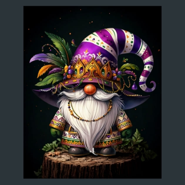 Mardi Gras Gnomes 5 Metal Wall Art and Desktop Mouse Pad by X2Metal