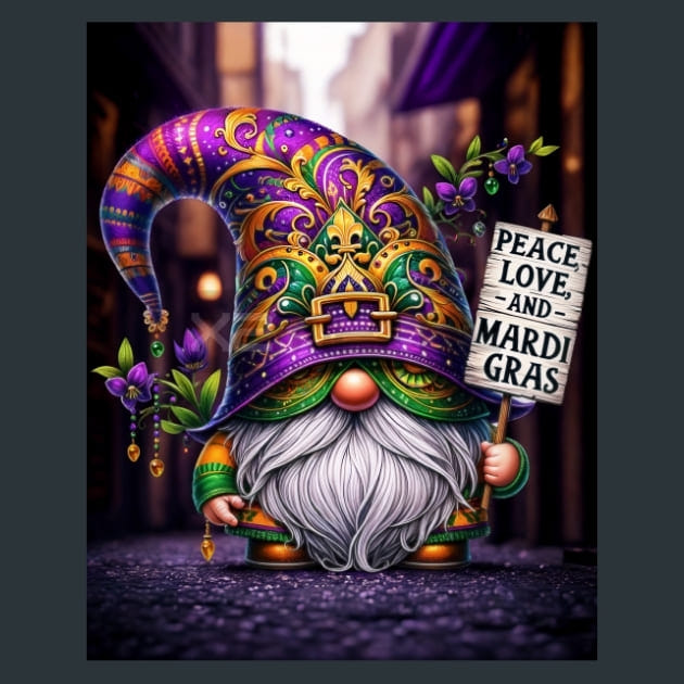 Mardi Gras Gnomes 6 Metal Wall Art and Desktop Mouse Pad by X2Metal