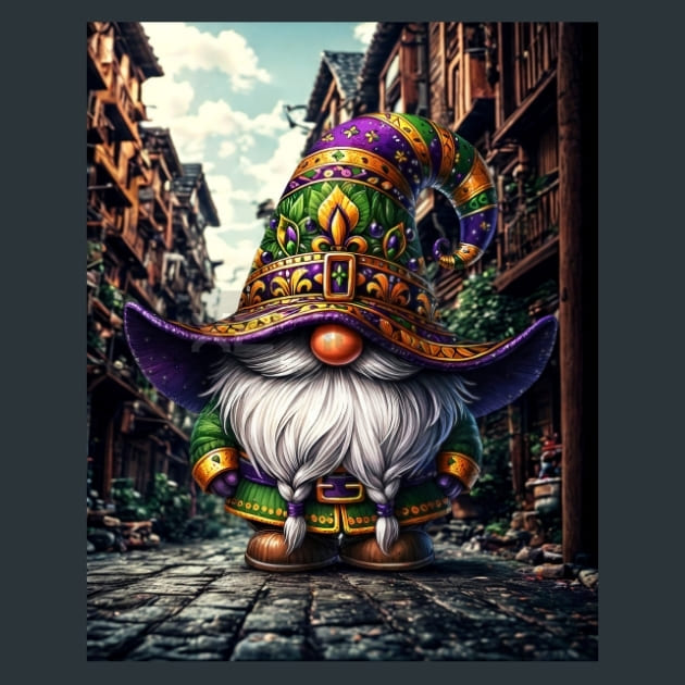 Mardi Gras Gnomes 7 Metal Wall Art and Desktop Mouse Pad by X2Metal
