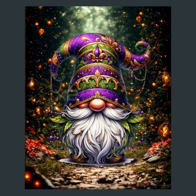 Mardi Gras Gnomes 8 Metal Wall Art and Desktop Mouse Pad by X2Metal