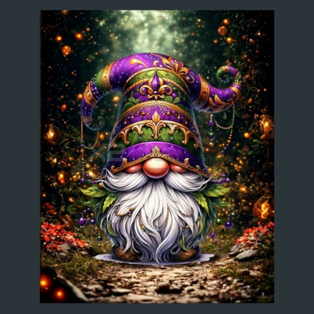 Mardi Gras Gnomes 8 Metal Wall Art and Desktop Mouse Pad by X2Metal