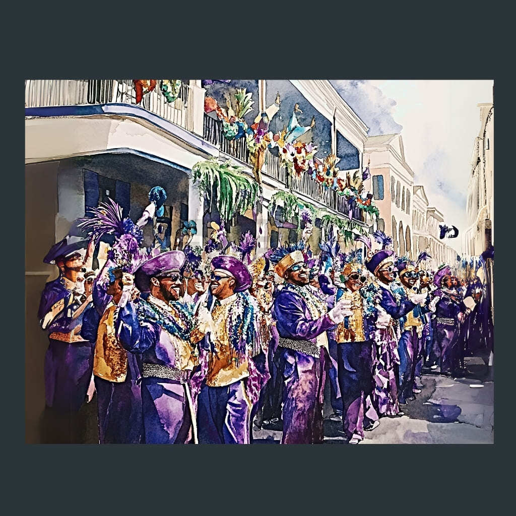 Mardy Gras Parade Louisiana Metal Wall Art and Desktop Mouse Pad by X2Metal