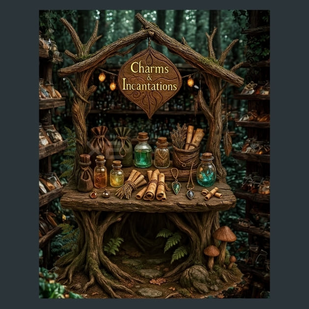 Market-Stall-Magical-Forest-metal-prints-posters-mouse-pads