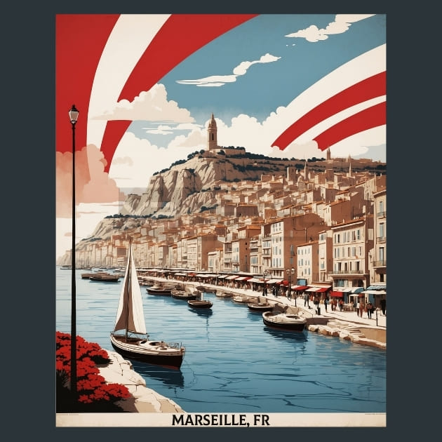 Marseille France Metal Wall Art and Desktop Mouse Pad by X2Metal