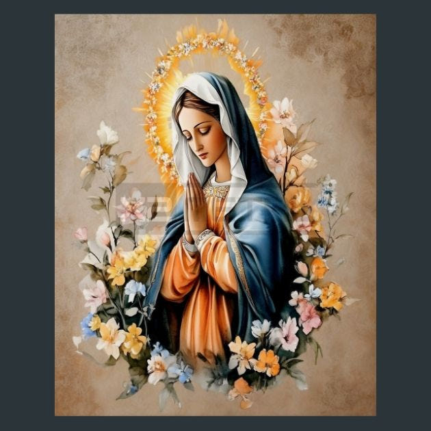 Mary Prayer 1 Metal Wall Art and Desktop Mouse Pad by X2Metal