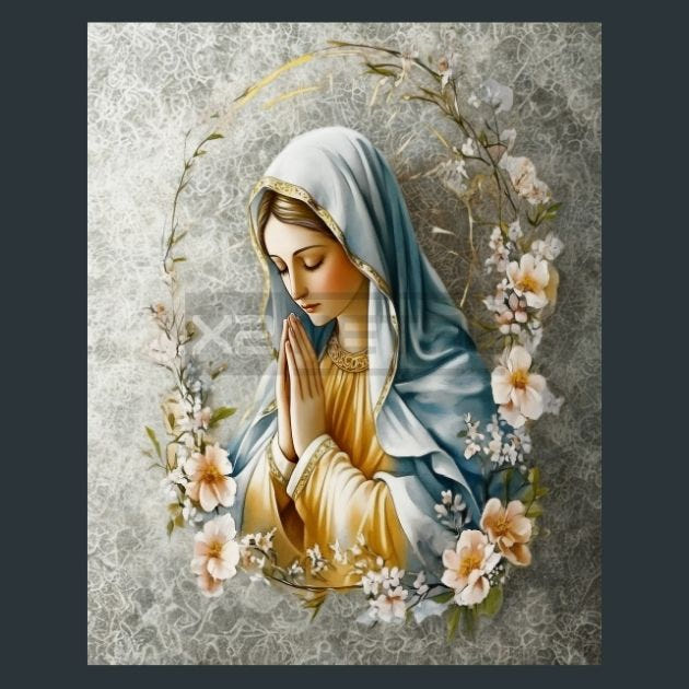 Mary Prayer 14 Metal Wall Art and Desktop Mouse Pad by X2Metal