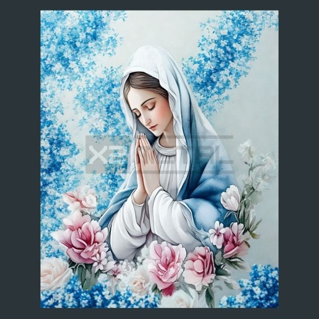 Mary Prayer 9 Metal Wall Art and Desktop Mouse Pad by X2Metal