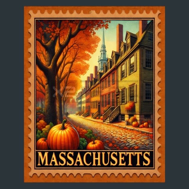 Massachusetts-Stamp-Metal-Prints