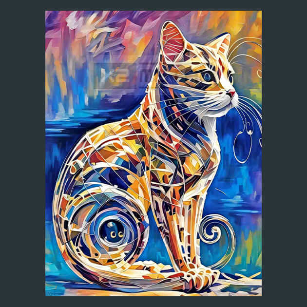Mechanical Cat Art Metal Wall Art and Desktop Mouse Pad by X2Metal