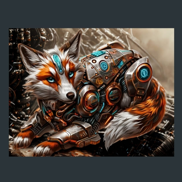 Mechanical-Fox-metal-prints-posters-mouse-pads