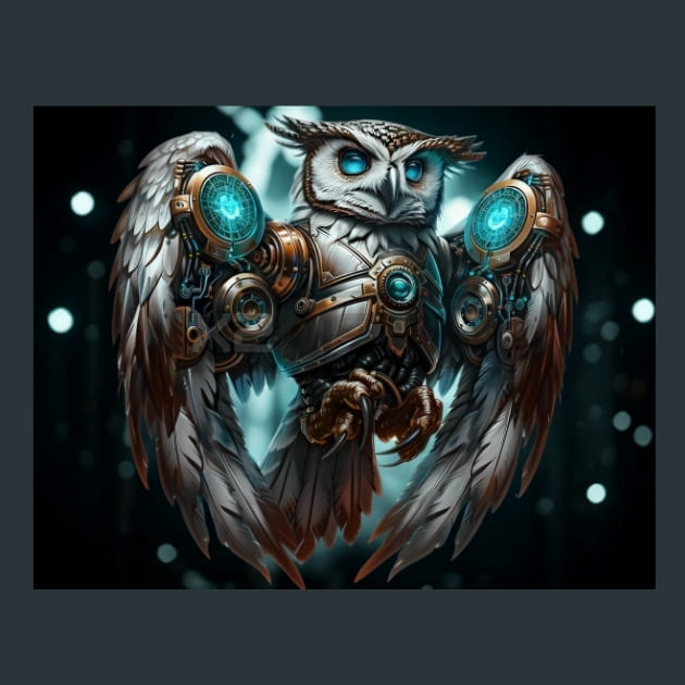 Mechanical-Owl-metal-prints-posters-mouse-pads