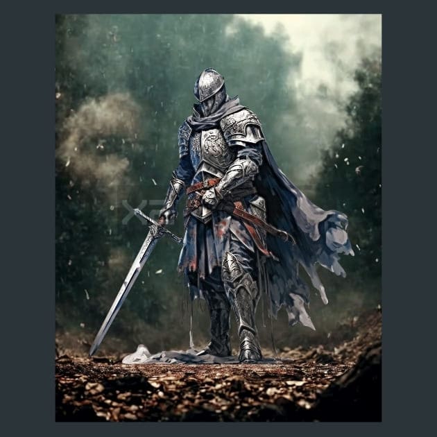 Medieval Knight 5 Metal Wall Art and Desktop Mouse Pad by X2Metal